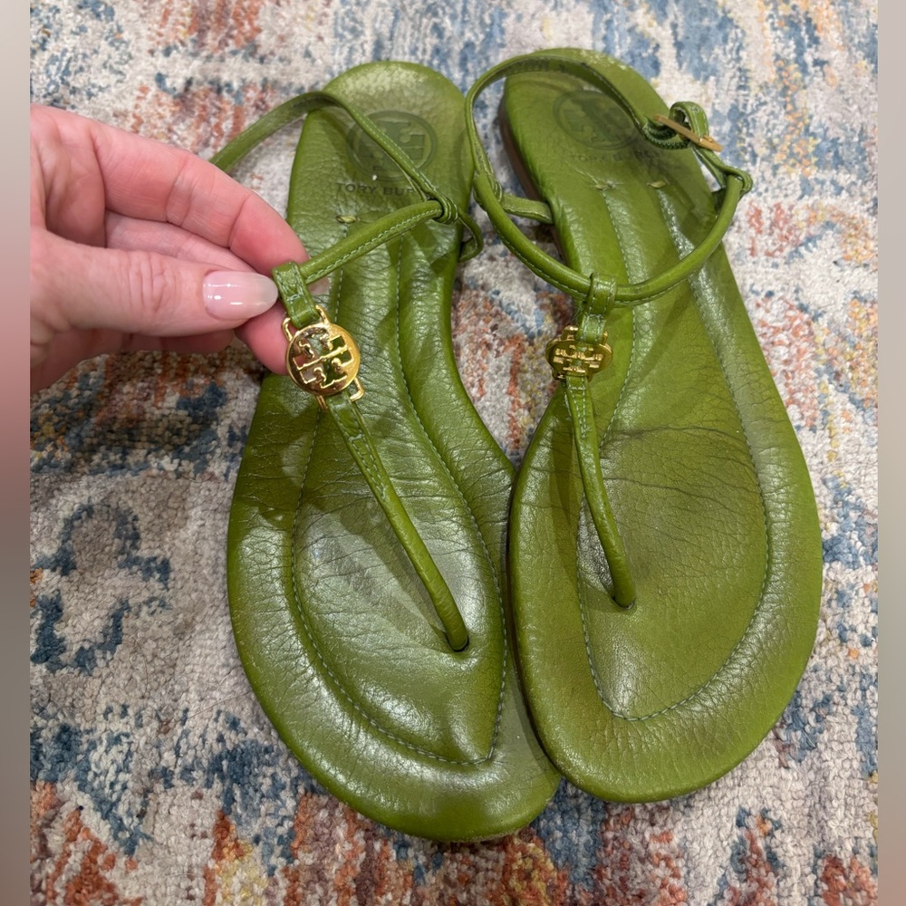 Green Tory Burch Thong Slingback Sandals
